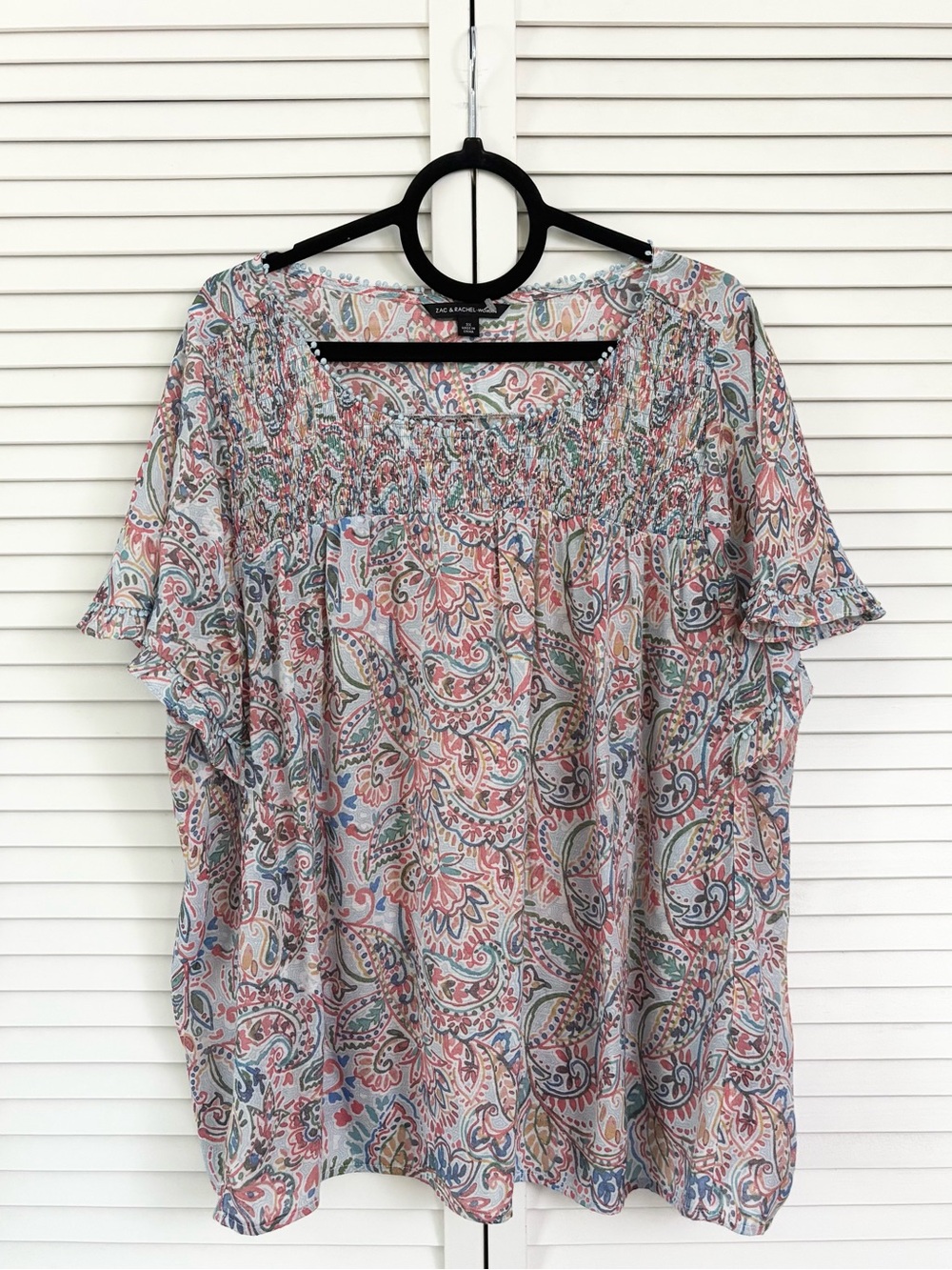 Zac & Rachel Women’s Paisley Flutter-Sleeve Top, Size: 3X, NWOT